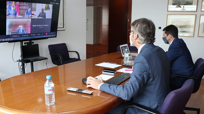 El consejero Luis Alberto Mar&iacute;n, durante una de las reuniones online con empresarios