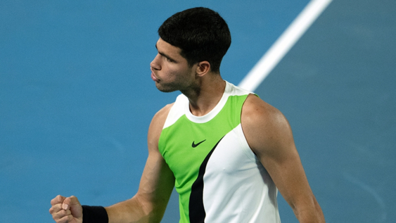 Carlos Alcaraz durante el duelo de semifinales ante Zverev. Carlos Alcaraz durante el duelo de semifinales ante Zverev.