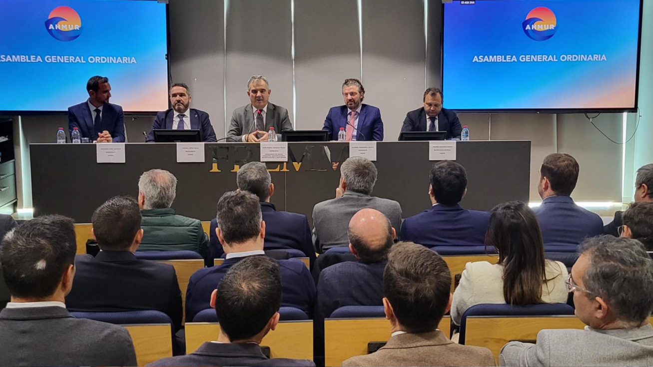 El consejero de Medio Ambiente, Universidades, Investigaci&oacute;n y Mar Menor, Juan Mar&iacute;a V&aacute;zquez, durante su intervenci&oacute;n en la Asamblea General de la Asociaci&oacute;n del Hidr&oacute;geno Verde en la Regi&oacute;n de Murcia.