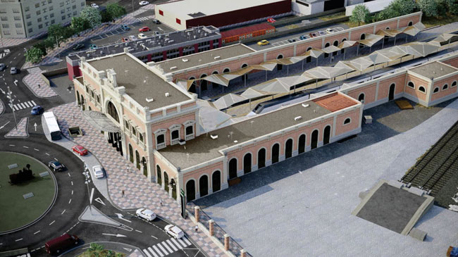 Vista a&eacute;rea de la estaci&oacute;n de tren de Cartagena