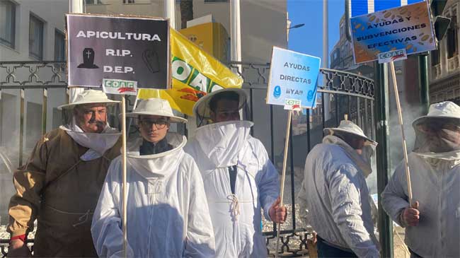 Protesta de apicultores el pasado martes frente a la Delegaci&oacute;n del Gobierno de Murcia