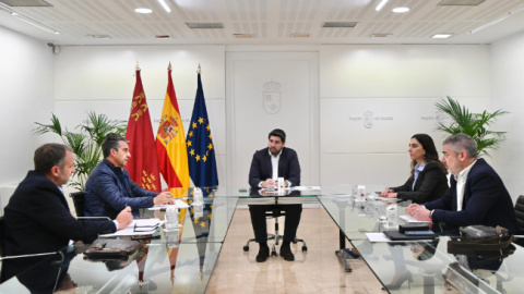 Fernando L&oacute;pez Miras, presidente de la Regi&oacute;n de Murcia, en la reuni&oacute;n con los m&aacute;ximos responsables de COAG, ASAJA Y UPA