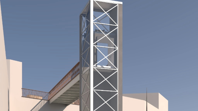 Imagen de un boceto del ascensor ya construido - Ayuntamiento de Mazarr&oacute;n