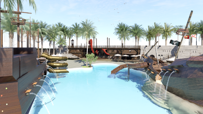 Imagen render de una de las zonas acuáticas del resort - Magic World Resort Imagen render de una de las zonas acuáticas del resort - Magic World Resort