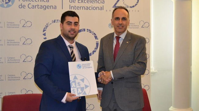 Alejandro Mart&iacute;nez, presidente de FEJERM, y Alejandro D&iacute;az, rector de la UPCT