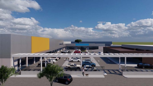 Recreaci&oacute;n del futuro parque comercial de San Ant&oacute;n, frente al Hotel Manolo