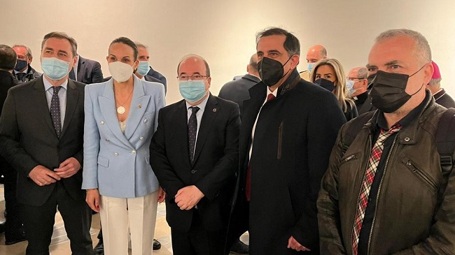 El alcalde de Murcia, Jos&eacute; Antonio Serrano, junto al Ministro de Cultura, Miquel Iceta, en la la inauguraci&oacute;n de la exposici&oacute;n &lsquo;Alfonso X: el legado de un rey precursor', celebrada en Toledo