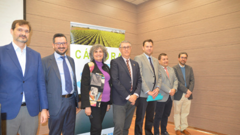 Beatríz Miguel, rectora de la UPCT, junto con Mario Urrea, José Sandoval y José Ángel Pérez en el evento Beatríz Miguel, rectora de la UPCT, junto con Mario Urrea, José Sandoval y José Ángel Pérez en el evento