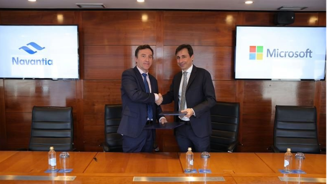 Firma del acuerdo entre Navantia y Microsoft. Firma del acuerdo entre Navantia y Microsoft.