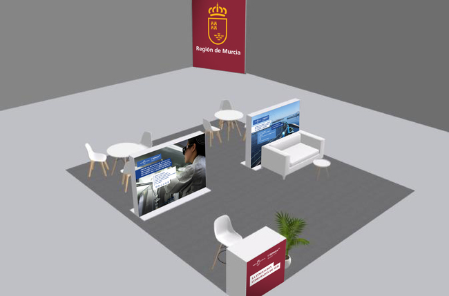 Recreaci&oacute;n del stand que la Consejer&iacute;a de Investigaci&oacute;n tendr&aacute; en &lsquo;Transfiere' - CARM