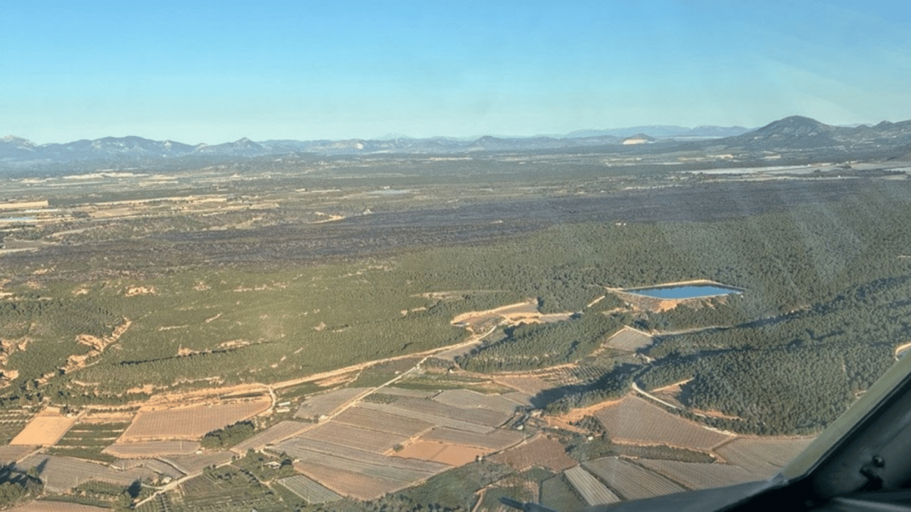 Imagen del terreno quemado por el incendio declarado en Llano de Cabra (Totana), en las inmediaciones de Sierra Espu&ntilde;a - 1-1-2
