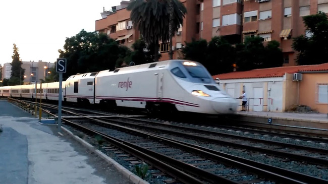 Tren Alvia a su llegada a la estaci&oacute;n de Murcia