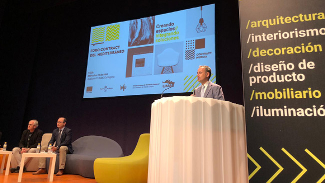 Javier Celdr&aacute;n en la inauguraci&oacute;n del Foro Contract del Mediterr&aacute;neo que se celebra en Cartagena