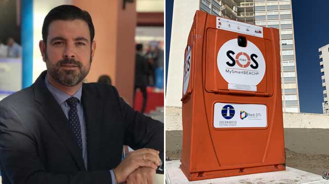 Juan Jos&eacute; Andreo. A la derecha un dispositivo SOS Point