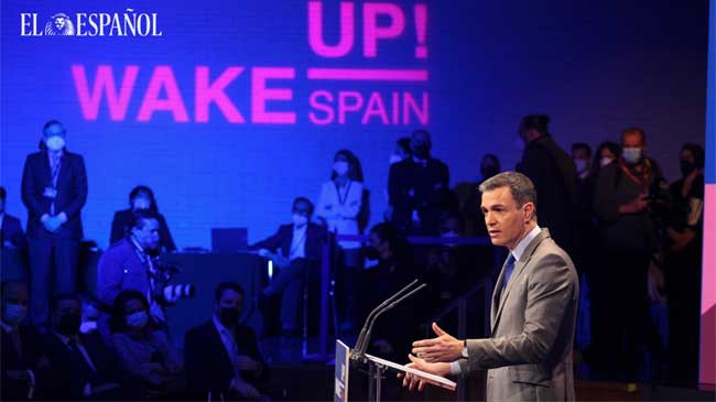 Pedro Sánchez en la inauguración de Wake Up Spain. Imagen: El Español Pedro Sánchez en la inauguración de Wake Up Spain. Imagen: El Español