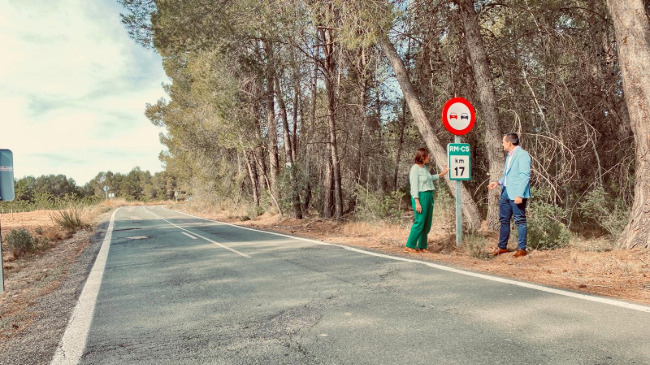Jos&eacute; Manuel Pancorbo y  la directora general de Carreteras, Mar&iacute;a Dolores Mar&iacute;n, visitando la zona