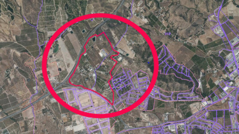 Zona de El Esparragal donde se encuentran los terrenos a subasta