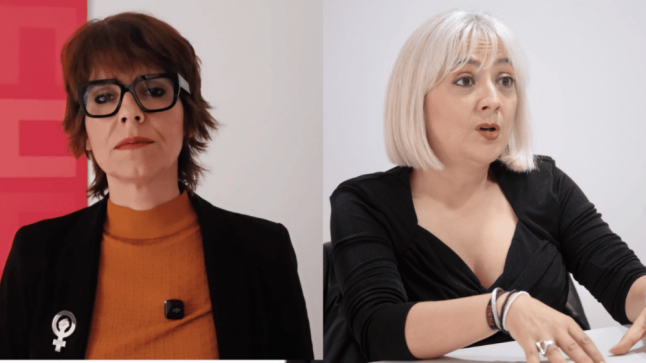 Teresa Fuentes, secretaria general de CCOO y Paqui S&aacute;nchez, secretaria general de UGT en la Regi&oacute;n de Murcia
