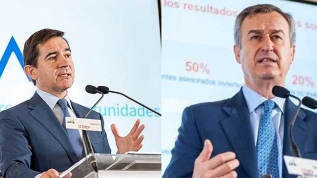 Carlos Torres, presidente del BBVA, y C&eacute;sar Gonz&aacute;lez, consejero delegado de Sabadell