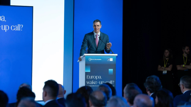 El presidente del Gobierno, Pedro Sánchez, durante la 40 Reunió Cercle d'Economia, en el Palau de Congresos de Cataluña (David Zorrakino). El presidente del Gobierno, Pedro Sánchez, durante la 40 Reunió Cercle d'Economia, en el Palau de Congresos de Cataluña (David Zorrakino).