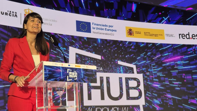 Mar&iacute;a Gonz&aacute;lez Veracruz durante la inauguraci&oacute;n del HUB Audiovisual de Murcia.