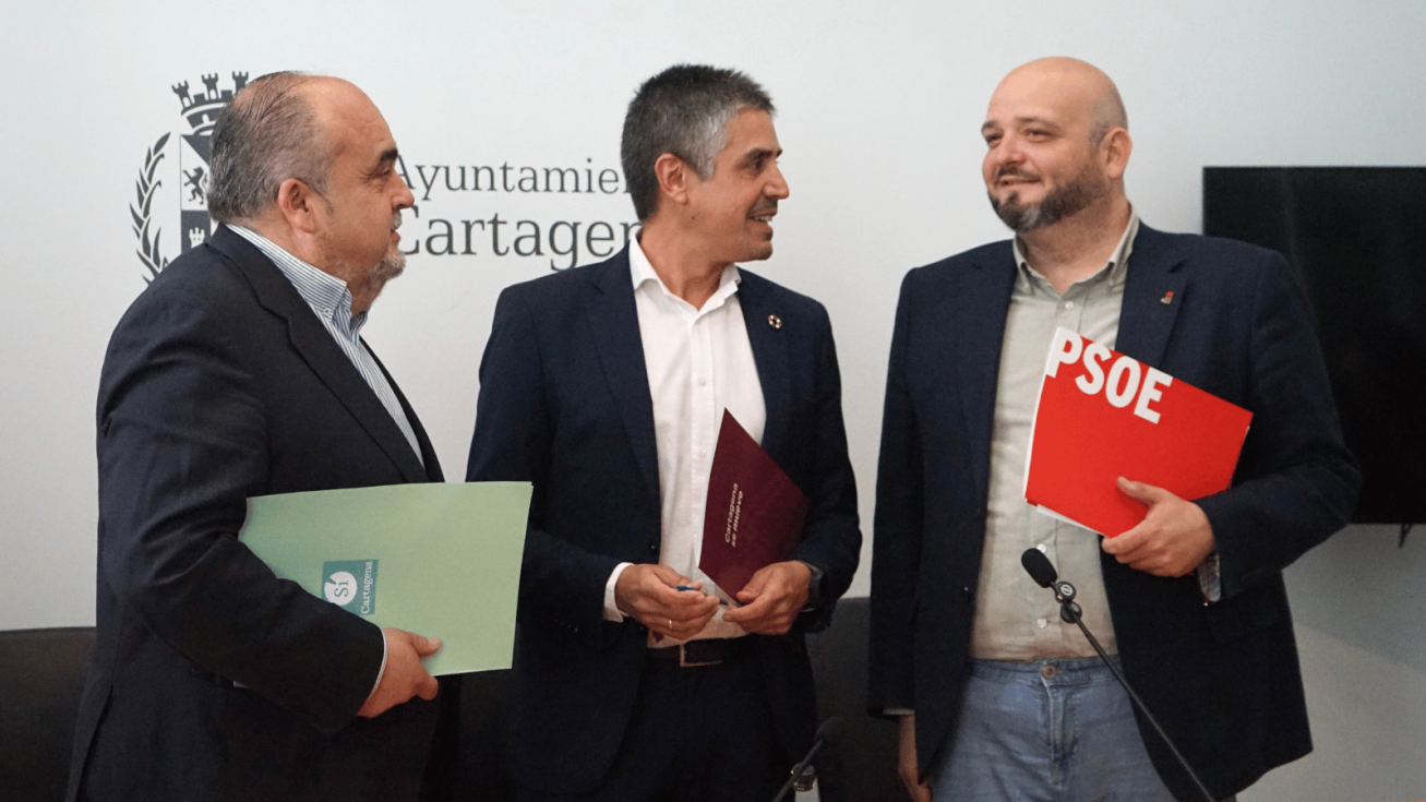 Los portavoces de MC, PSOE y S&iacute; Cartagena