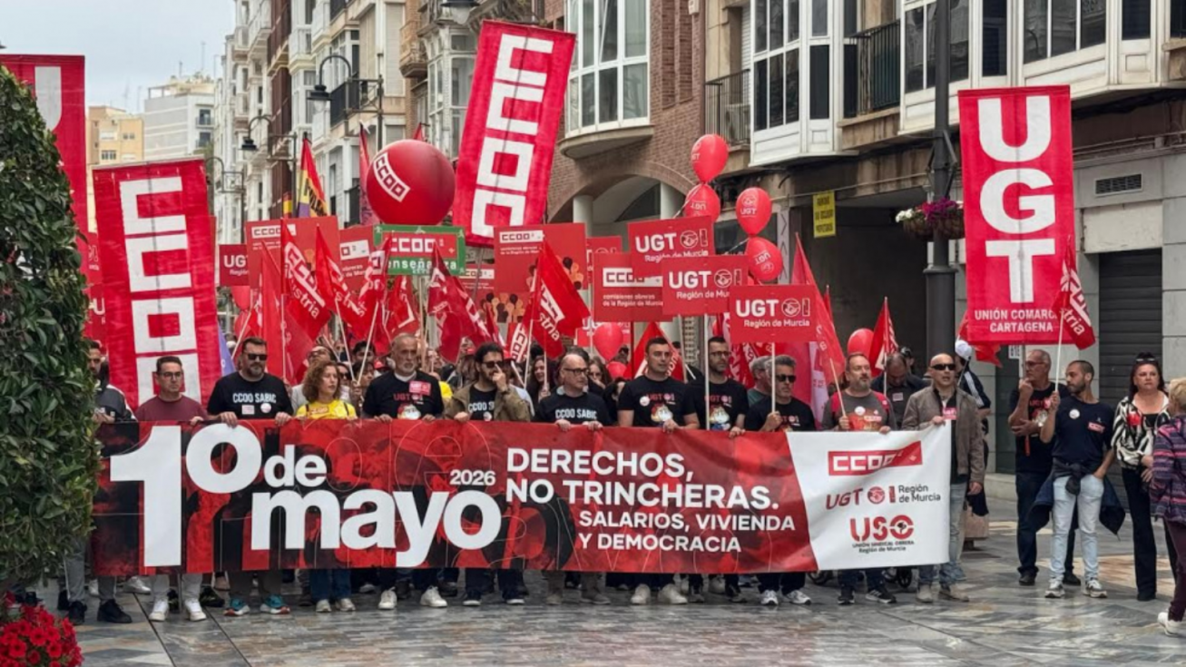 Manifestaci&oacute;n del 1 de mayo por las calles de Cartagena.