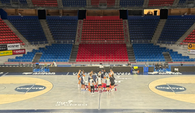 Entrenamiento del UCAM ayer mi&eacute;rcoles en el Buesa Arena