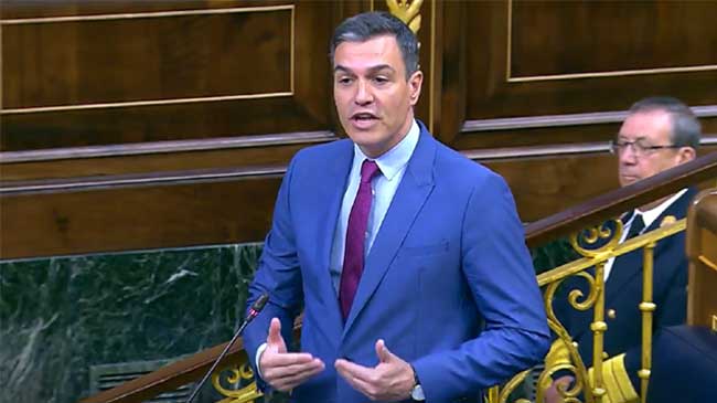 Pedro Sánchez durante su intervención hoy en el Congreso de los Diputados Pedro Sánchez durante su intervención hoy en el Congreso de los Diputados