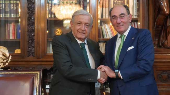 El presidente de Iberdrola, Ignacio S&aacute;nchez Gal&aacute;n, y el presidente de M&eacute;xico, Andr&eacute;s Manuel L&oacute;pez Obrador