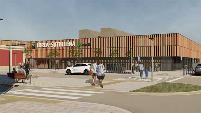 Recreaci&oacute;n de la futura estaci&oacute;n Lorca-Sutullena