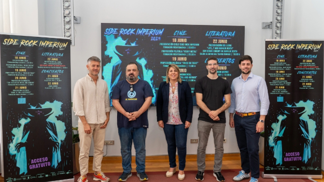 De izquierda a derecha: Eugenio Gonz&aacute;lez; Director de Cultura. Javier Garc&iacute;a, Director Festival Sombra. Noelia Arroyo, Alcaldesa de Cartagena. Juan Antonio Mu&ntilde;oz, Director Rock Imperium y Nacho J&aacute;udenes, Concejal de Cultura
