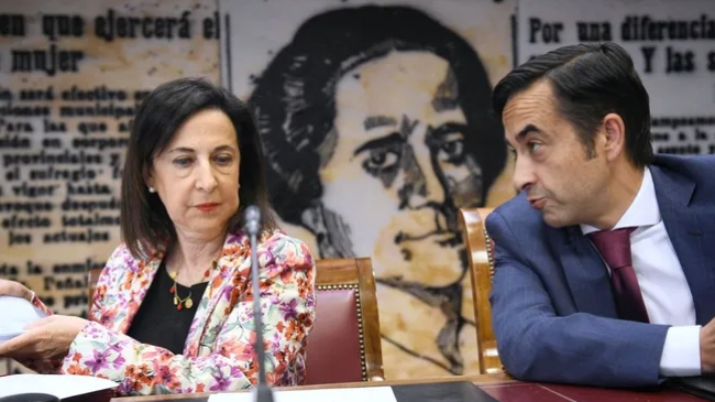 La ministra de Defensa, Margarita Robles, durante su comparecencia en el Senado.