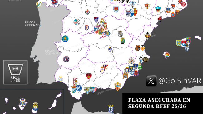 Mapa con los equipos participantes en Segunda Federaci&oacute;n (@GolSinVar).