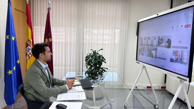 El secretario general de la Consejería de Fomento e Infraestructuras, José Francisco Lajara, intervino por vía telemática en la reunión de la Junta de Accionistas de la sociedad Murcia Alta Velocidad (MAV) I CARM El secretario general de la Consejería de Fomento e Infraestructuras, José Francisco Lajara, intervino por vía telemática en la reunión de la Junta de Accionistas de la sociedad Murcia Alta Velocidad (MAV) I CARM