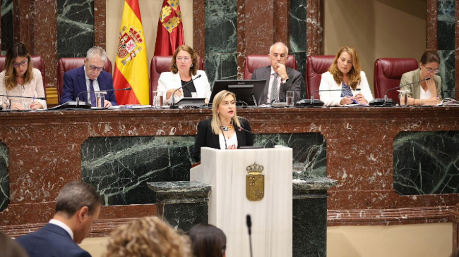 Carmina Fernández durante el debate del Estado de la Región. Carmina Fernández durante el debate del Estado de la Región.