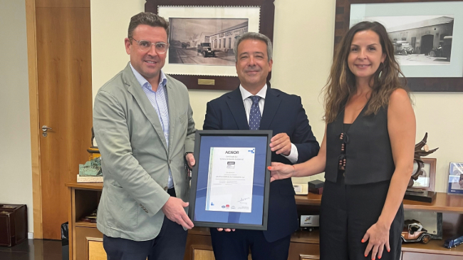 Entrega del certificado ISO 14001 de Aenor al Grupo Huertas