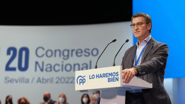 Alberto N&uacute;&ntilde;ez Feij&oacute;o durante el 20&ordm; Congreso Nacional del PP.
