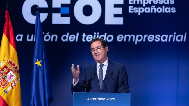 El presidente de CEOE, Antonio Garamendi, durante la Asamblea General 2025 de la CEOE, a 16 de julio de 2025, en Madrid (Espa&ntilde;a). | Foto: Eduardo Parra - EP