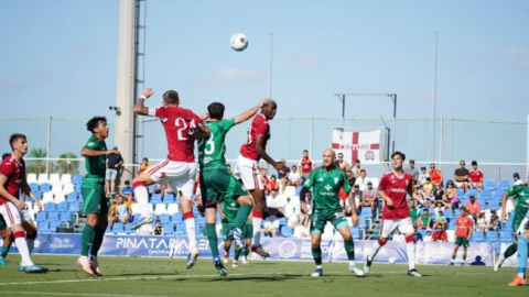 Imagen del partido de hoy disputado entre el Real Murcia y Albacete en el Pinatar Arena | Foto: Real Murcia