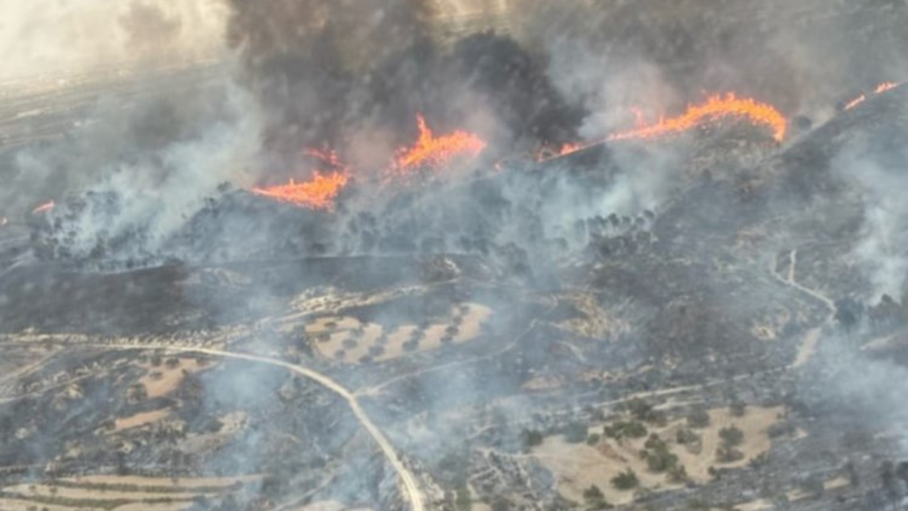 Un incendio en Mazarrón amenaza a una urbanización cercana tras registrar varios focos