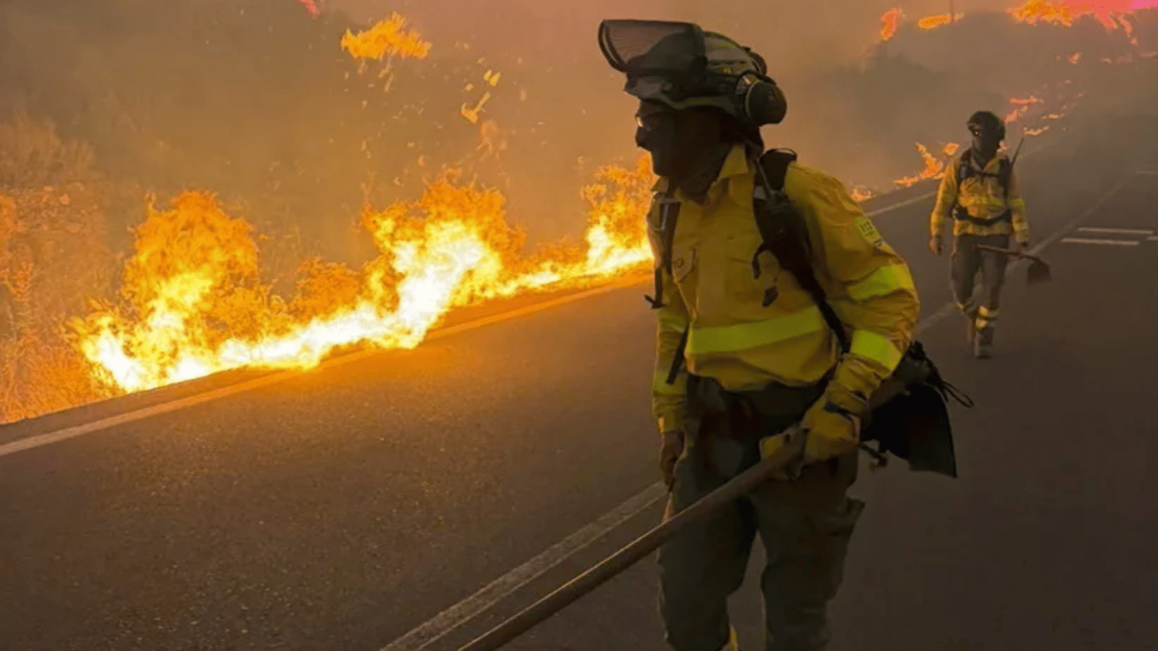 Bomberos trabajan en el incendio de Los Gallardos. EFE/Emergencias Andaluc&iacute;a