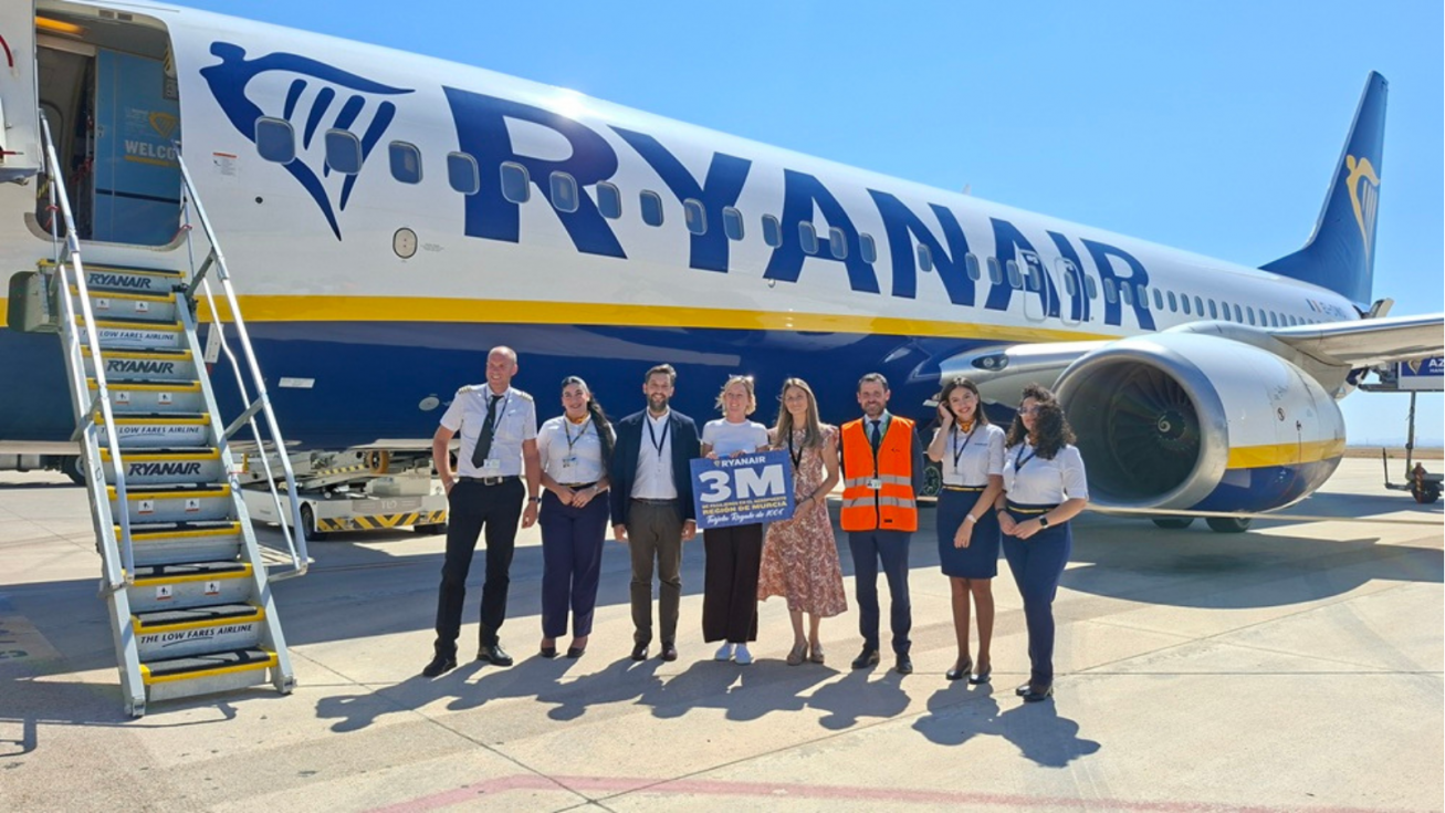 Ryanair aporta 3 millones de pasajeros al Aeropuerto Internacional de la Regi&oacute;n de Murcia.