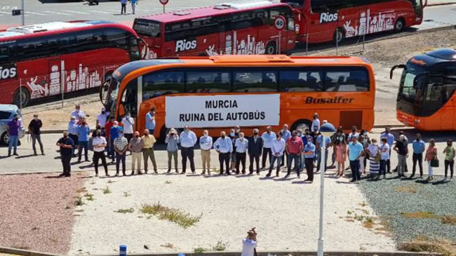 Protesta de los autobuses escolares el pasado junio