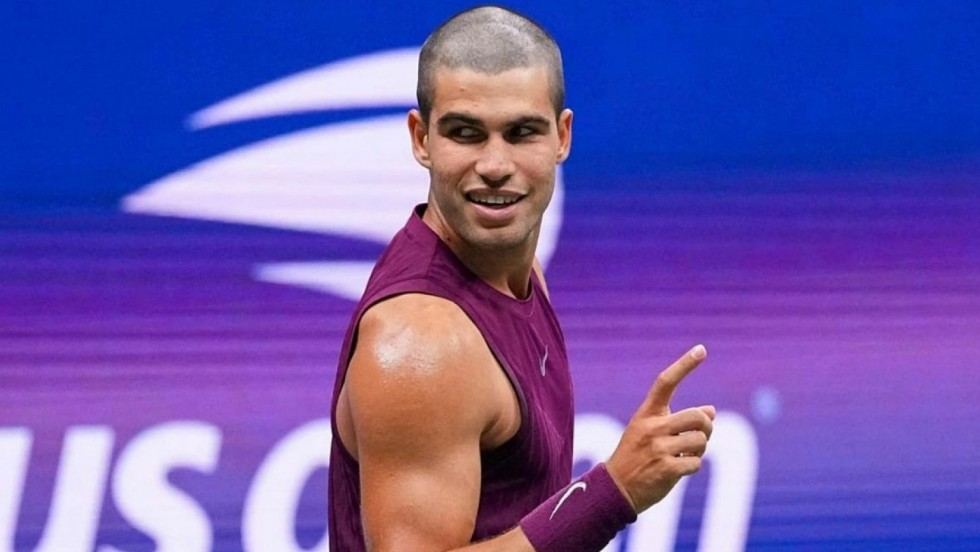 Carlos Alcaraz celebra su clasificación a los cuartos de final (US Open). Carlos Alcaraz celebra su clasificación a los cuartos de final (US Open).