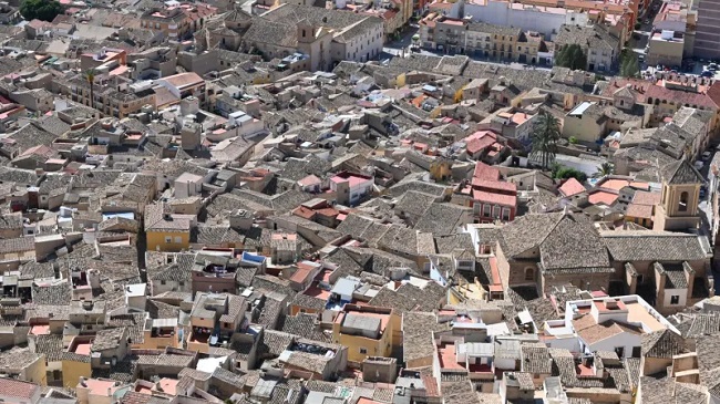 Imagen a&eacute;rea del casco antiguo de Mula