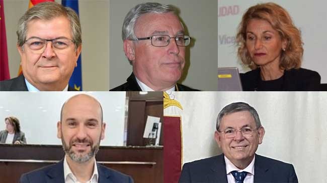 De izq, a dcha. y de arriba a abajo: Ram&oacute;n Madrid, Jos&eacute; Antonio Cobacho, Mar&iacute;a Jos&eacute; Pe&ntilde;alver, Felipe Salda&ntilde;a y Jos&eacute; Francisco Parra