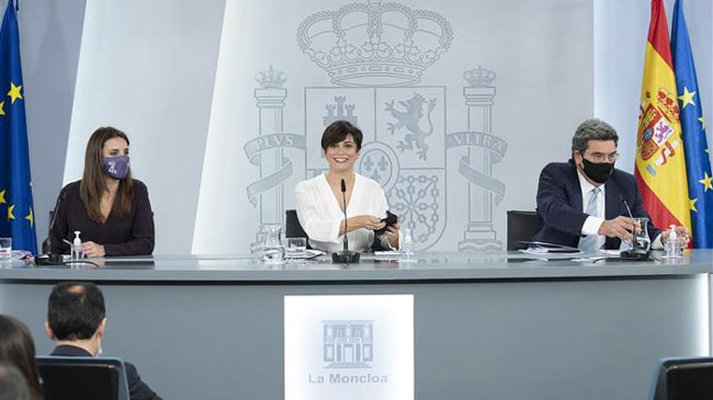 Imagen de la rueda de prensa tras el Consejo de Ministros de este martes 23