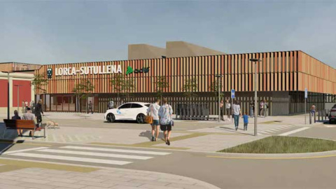 Recreaci&oacute;n de la nueva estaci&oacute;n ferroviaria de Lorca