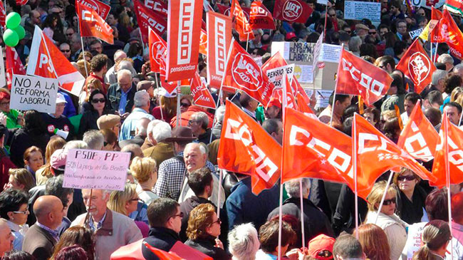 Imagen de una de las manifestaciones convocadas por los sindicatos en contra de la reforma laboral.